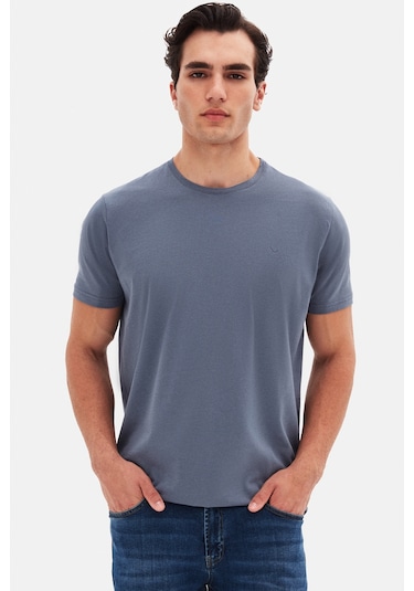 Ds Damat Regular Fit Füme Düz Nakışlı %100 Pamuk T-shirt 4hc140632006m Füme