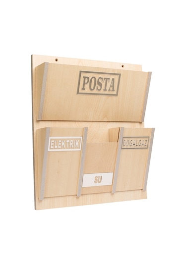 Ahşap Ortak Fatura Ve Posta Kutusu 2 Renk Ceviz Akça (417079355)