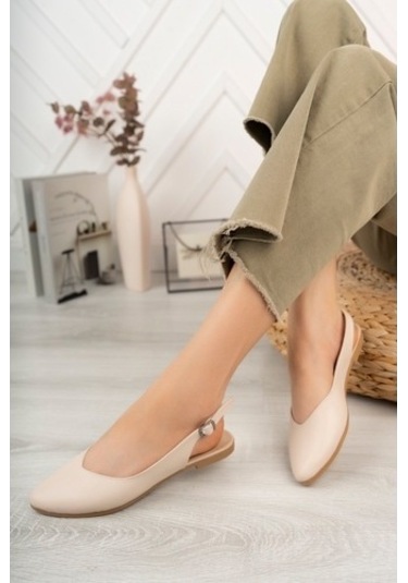 Kadın Misty Krem Cilt Arkası Acık Sivri Burun Günlük Babet Krem