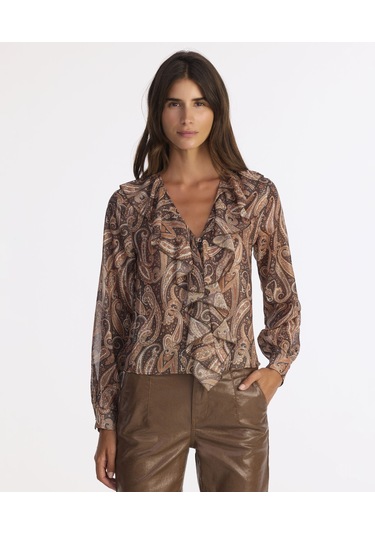 Yargıcı Regular V Yaka Uzun Kol Bluz 25kkbl6016x 003 Kahverengi