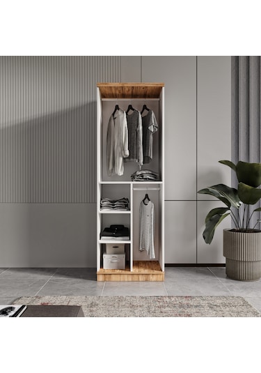 Flora 2 Kapaklı Aynalı Komple Mdf Gardırop - Elbise Dolabı
