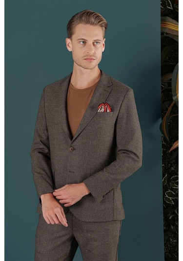 C 658 Slim Fit Kahve Spor Ceket Kahverengi