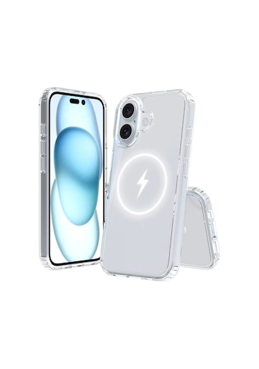 İphone Uyumlu 16 Kılıf Magsafe Şarj Özellikli Şeffaf Sert Pc Redclick Embos Kapak