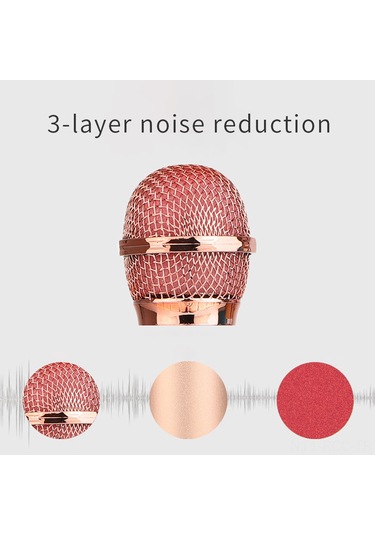 Ruicoo Kırmızı Pembe Led Işıklı Kablosuz Mikrofon - Bluetooth Hoparlörlü, Ev Ktv, Telefon İle Karaoke, Ses Kaydı Ve Gürültü Azaltma Fonksiyonu