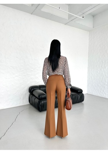 Modasize I Spanyol Paça Pantolon Kahve