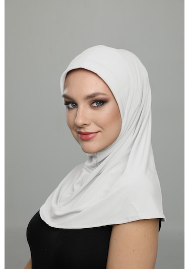 Takmatik Sade Krem Hazır Türban Tesettür Havuz Bonesi Namaz Örtüsü Krem
