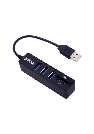 3 Port Usb 2.0 Çoklayıcı Hub Kart Okuyucu 2 İn 1 Combo Sd / Tf