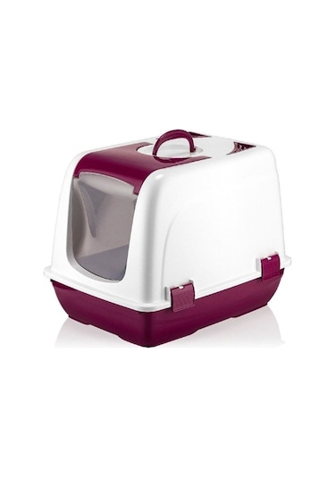 Mikopet Kapalı Küçük Kedi Tuvaleti Bordo