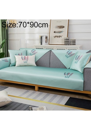 Sones Tüy Desenli Yazlık Buz İpek Kaymaz Tam Kapsamlı Kanepe Kılıfı, Boyut: 70x90cm Açık Yeşil