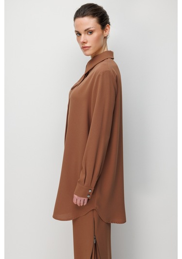 Esswaap Cep Detaylı Pantolonlu Takım Camel Camel