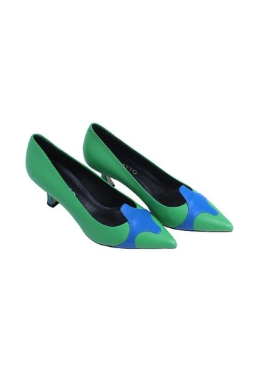 Poletto Hakiki Deri Yesıl-mavı-lacıvert Ayakkabı Stiletto 9841 122-2436 Yesıl-mavı-lacıvert Yeşil - Mavi - Lacivert