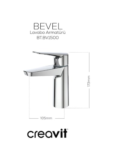 Creavit Bevel Lavabo Banyo Eviye Bataryası 3'lü Set BV1500-BV2500-BV8500 Krom
