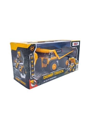 Kamyon 1:18 Ölçek 9 Kanallı Uzaktan Kumandalı Damperli Kamyon Sarı