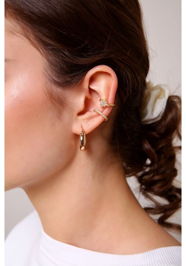 Aurrari Kuzey Yıldızı Earcuff 2 Adet Altın