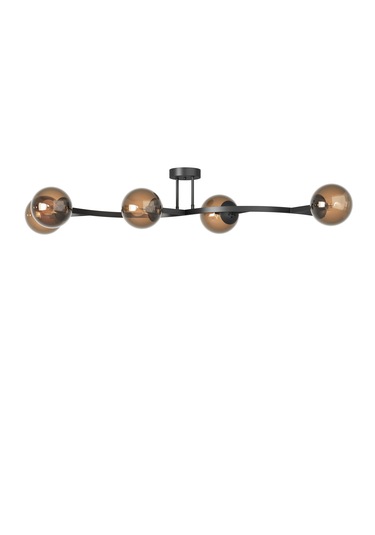 Noria Modern Siyah Metal Gövdeli 5 Li Bal Rengi Cam Küre Avize