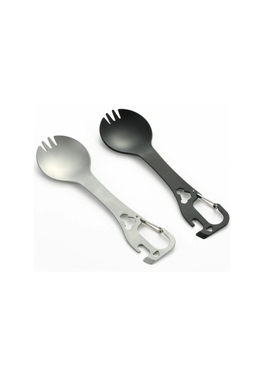 Dıy058 2'si 1 Arada Kaşık Çatal 420 Paslanmaz Çelik Açık Kamp Çatal Bıçak Şişe Açacağı Aracı 001