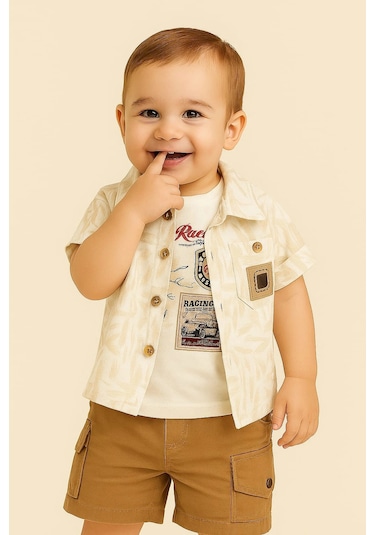 Yandan Cepli Kapri Gömlekli 3'lu Takım Sari