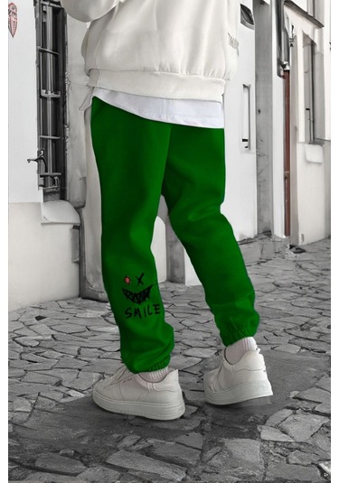 Smile Face Yeşil Jogger Eşofman Altı Yeşil