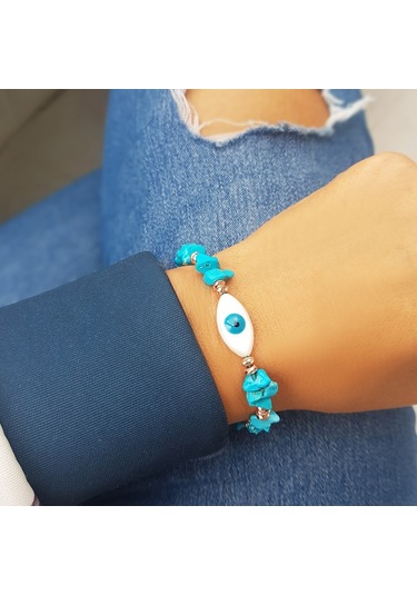 Firuze Ve Hematit Taşlı Sedef Bileklik