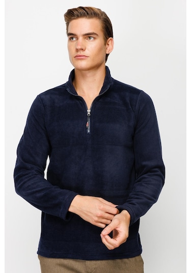 İgs Erkek Lacivert Standart Yarım Fermuar Polar Lacivert