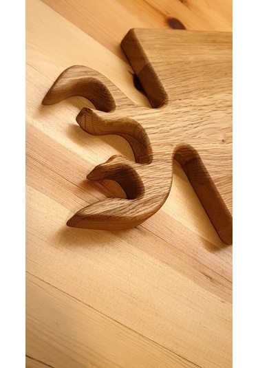 Geyik Boynuzu Model Sunum Servis Tahtası Doğal Ahşap Meşe 34x20