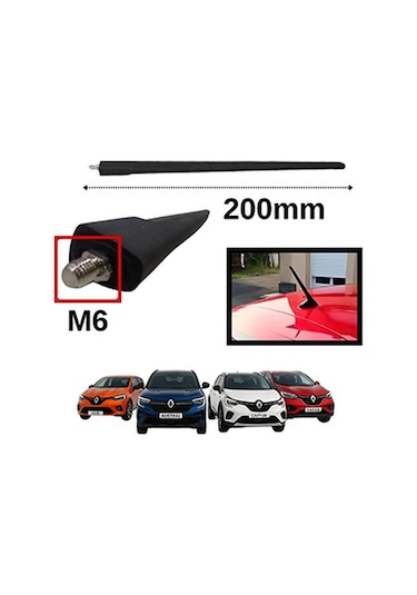 Clio 5 Captur Sandero 3 Captur Austral Navigasyonlu Anten Çubuğu 200mm 6 Metrik
