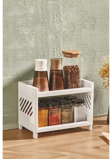 2 Katlı Tezgah Üstü Düzenleyici & Çok Amaçlı Raf & Organizer Siyah