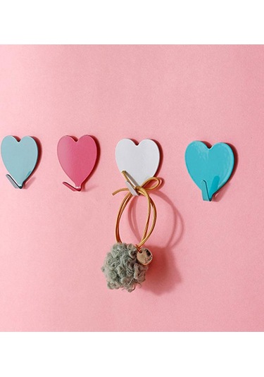 Cbtx E711 12 Adet Demir Duvara Monte Kalp Şeklinde Yapışkanlı Askılar Yapışkan Etiketli - Gümüş