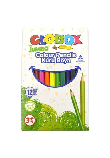 Globox Jumbo Kuru Boya Üçgen Tasarım 12 Renk