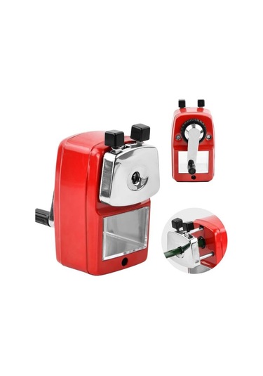 Mas 6730 Masa Tipi Orta Boy Kollu Kalemtraş - Kırmızı