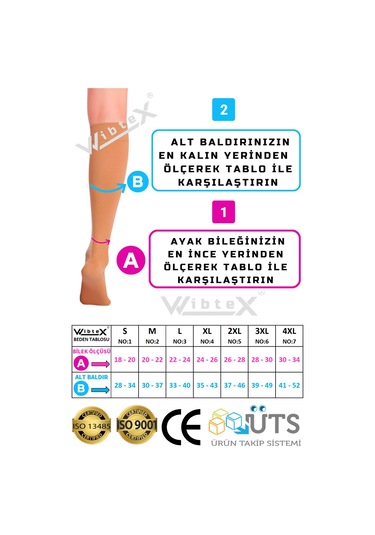 Wibtex Diz Altı Varis Çorabı Kapalı Burun Ten Rengi