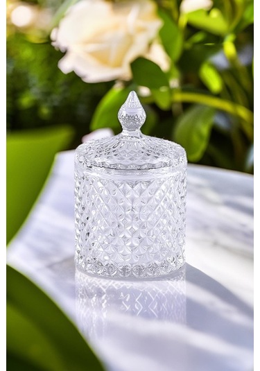 Kristal Desenli Cam Şekerlik 550 Ml Şeffaf