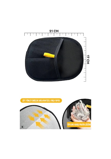 Teknetstore Çift Taraflı Statik Kedi Köpek Tüy Temizleme Eldiveni Giysiler Mobilyalar Halılar İçin