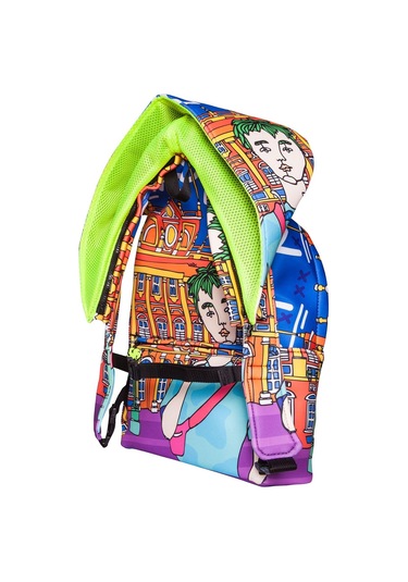 İkigai City Serisi Okula Dönüş Okula Dönüş Madrid Desenli Çıkabilir Kapüşonlu Hafif Notebook Cepli Sırt Çantası - Renkli Çok Renkli