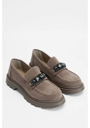 Tamer Tanca Kadın Vegan Vizon Loafer Ayakkabı 817 2399 Bn Ayk Sk23/24 Vızon Suet Vizon