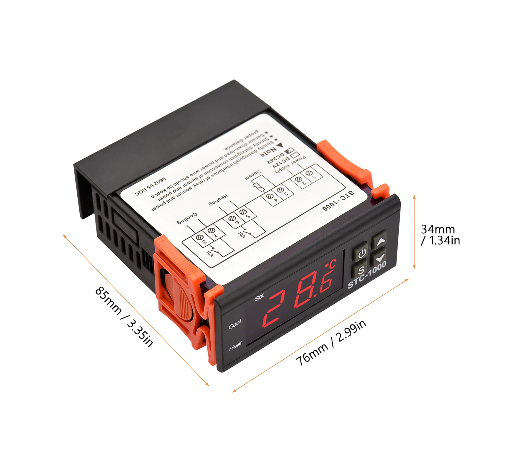 Skycity Stc-1000 Akıllı Sıcaklık Kontrol Cihazı: Otomatik Isıtma/soğutma, Sıcaklık Doğrulama, Gecikmeli Başlangıç, Dc 24v, Abs Malzeme