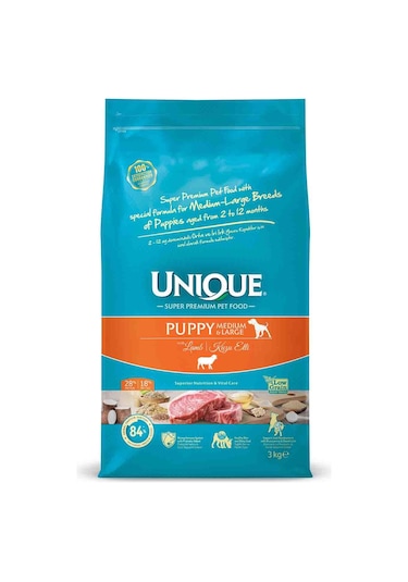 Unique Medium Large Puppy Kuzu Etli Yavru Köpek Maması 3 KG