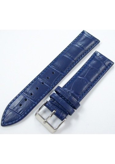 Çivit Mavisi Deri Saat Kordonu 22Mm Saat Kayışı Dikişli Parlament