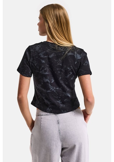 Itsbasic Kadın Siyah W5 Özel Kumaş Elastan Crop Top