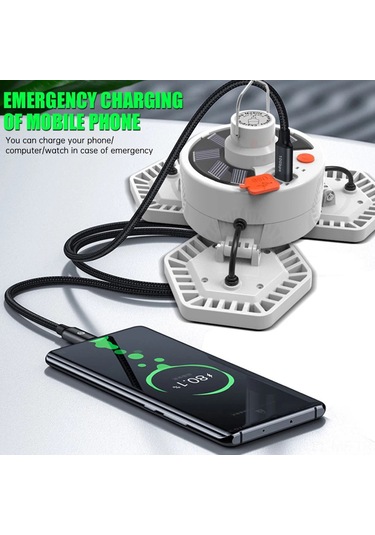 Mufunye Led Kamp Feneri Güneş Enerjili, Akıllı Kontrol Kumanda İle, Elektrik Kesintileri İçin Acil Işık, 126 Led Ve Gözlem Ekranı V126 Çok Renkli