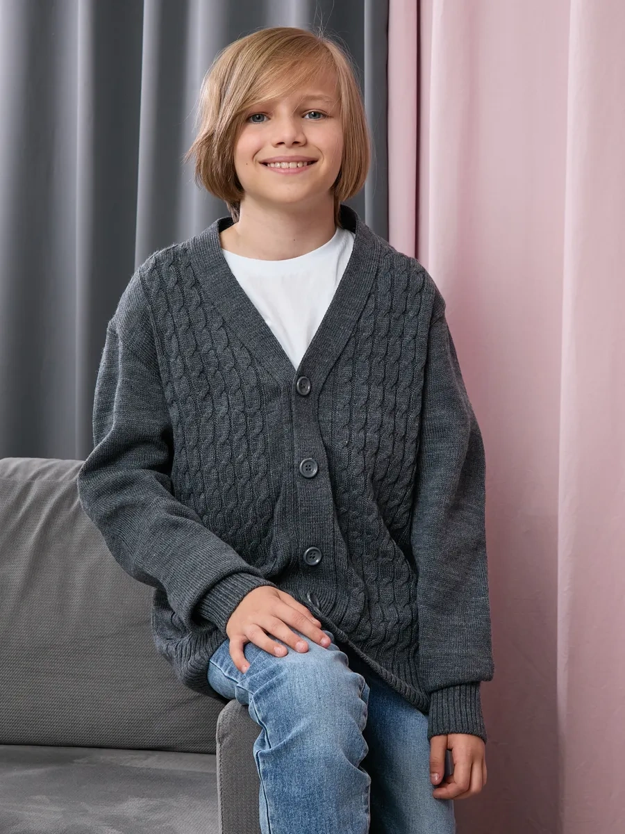 Siti Teks Düğmeli Okul Kazak 467345292 Gri