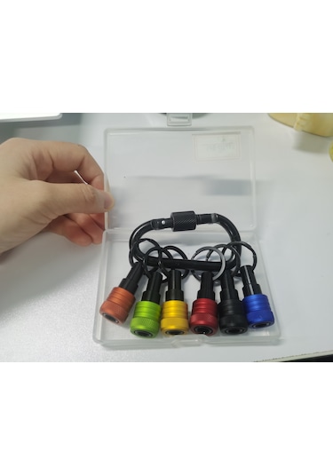 Geeksen Alüminyum Anahtar Zinciri Uzatma Kolu Seti, 1/4 İnç Hex Shank, 500g Taşıma Kapasitesi, 2 Adet, Cep Boyutu, Tornavida Ucu Tutucu