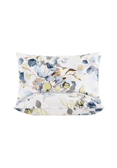 Yastık Kılıfı 2 Li Flora Percale Baskılı %100 Pamuk 50x70 Cm Beyaz
