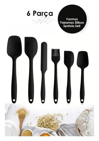 Leony Isıya Dayanıklı Yanmaz Yapışmaz Silikon Spatula Seti 6 Par