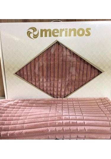 Merinos Modern Line 3 Parça Battaniye Seti Pudra