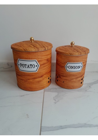 Desenli Metal 2 Li Patates Soğan Sepeti 001