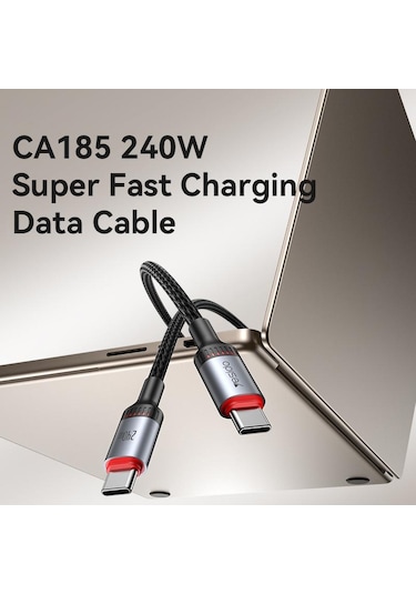 Yesido Ca185 240w Tip-c Tip-c Alüminyum Alaşımlı Veri Kablosu, Uzunluğu: 1.2m Siyah