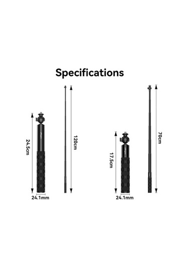 Tongxida Amagisn 70cm 1/4 İnç Bilyalı Bağlantılı Selfie Çubuğu Spor Kamerası Uzatma Çubuğu Djı/gopro Hero/ınsta360 İçin