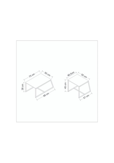 Minimal 2'li Orta Sehpa - Beyaz Beyaz