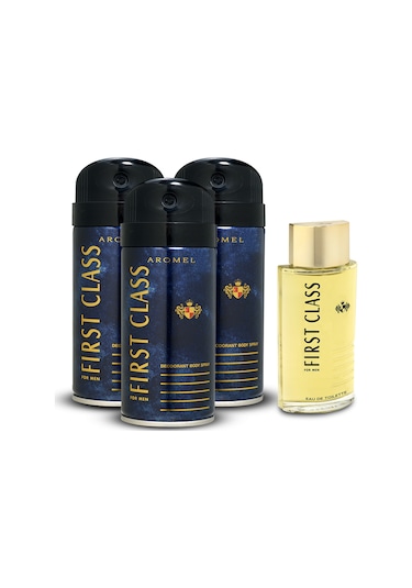 First Class Erkek Parfüm EDT 100 ML + Deodorant 3 x 150 ML